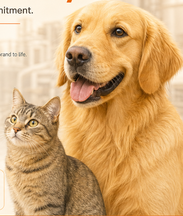Golden retriever and tabby cat